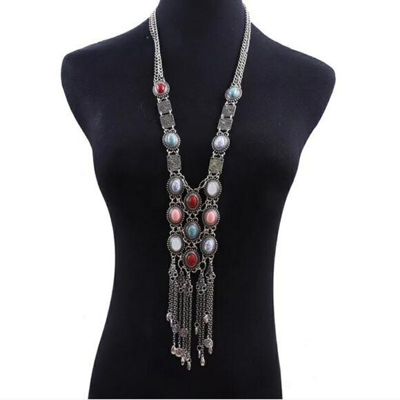 Silver Boho Statement Necklace - Picture 2 of 3